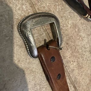vintage brown leather belt for buckle. super cool detailing in the leather!